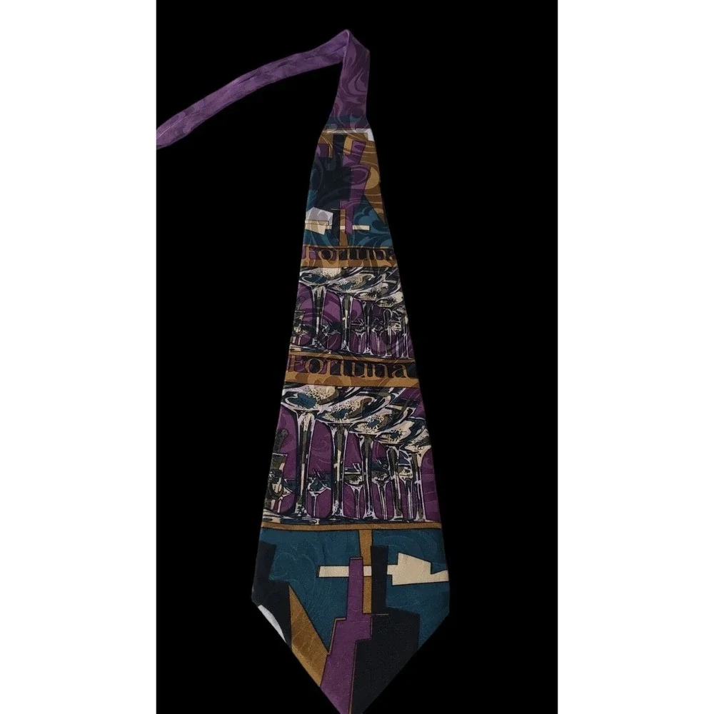 Francesca Bolta Handmade 100% Silk Tie Purple Multi color and‎ Pattern